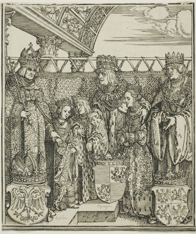 Kongres i Podwójne Zaręczyny w Wiedniu, z Łuku Triumfalnego Maksymiliana I autorstwa Albrecht Dürer