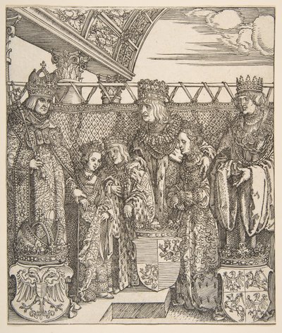 Kongres książąt w Wiedniu, z łuku triumfalnego cesarza Maksymiliana I, 1515. autorstwa Albrecht Dürer