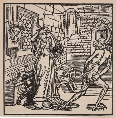 Demon próżności i kokietka, ilustracja z książki "Der Ritter vom Turm", 1498 (zob. też 202574) autorstwa Albrecht Dürer