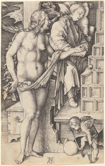 Sen lekarza (Pokusa próżniaka) autorstwa Albrecht Dürer