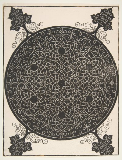 Piąty węzeł. Roundel z przeplotem z siedmioma sześcioramiennymi gwiazdami, 1521 wcześniej. autorstwa Albrecht Dürer