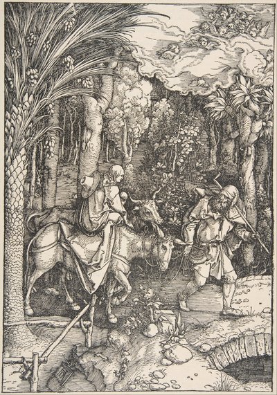 Ucieczka do Egiptu, z Żywotu Dziewicy, wydanie łacińskie, 1511, 1511. autorstwa Albrecht Dürer