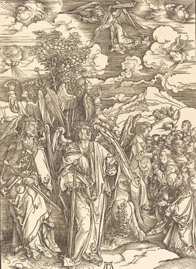 Cztery anioły trzymające wiatry, 1498. autorstwa Albrecht Dürer