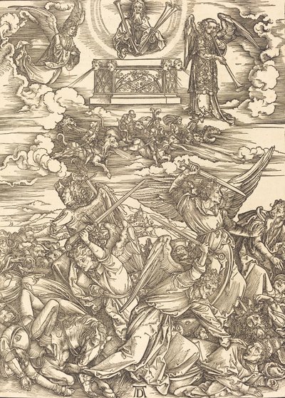 Cztery anioły zemsty, 1498. autorstwa Albrecht Dürer