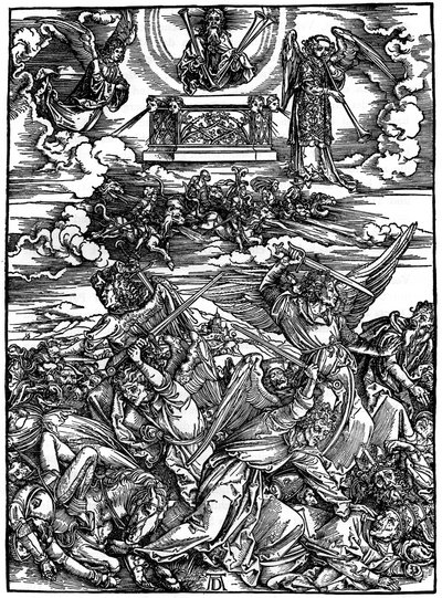 Cztery mściwe anioły, 1498, 1936 autorstwa Albrecht Dürer
