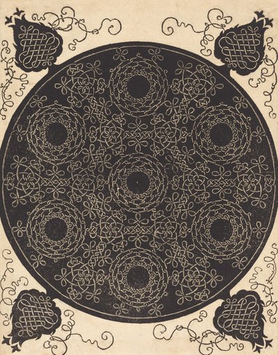 Czwarty węzeł łączący siedem okrągłych grup węzłów z czarnymi środkami, prawdopodobnie 15061507. autorstwa Albrecht Dürer