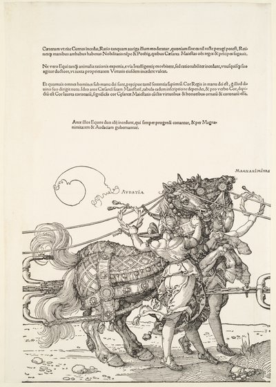 Wielki rydwan triumfalny: Audatia i Magnanimitas autorstwa Albrecht Dürer