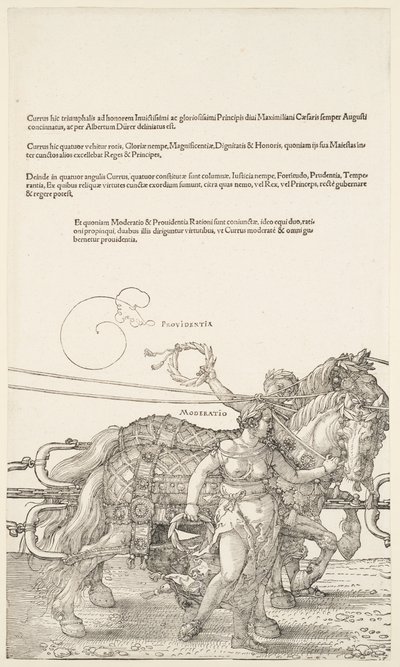 Wielki rydwan triumfalny: Providentia i Moderatio autorstwa Albrecht Dürer