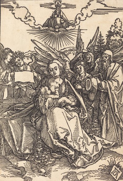 Święta Rodzina z Pięciu Aniołami w roku 1505 lub wcześniej. autorstwa Albrecht Dürer