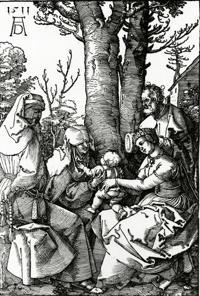Święta Rodzina ze św. Anną i św. Joachimem, 1511 (drzewryt) autorstwa Albrecht Dürer