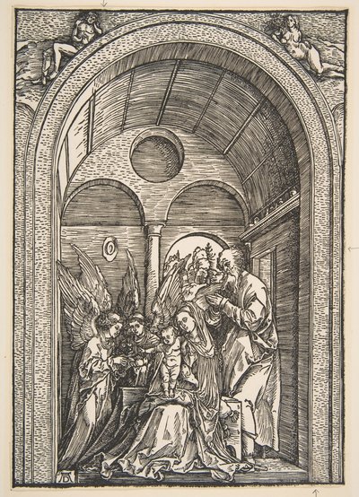 Święta Rodzina z Dwoma Aniołami w Sali Sklepionej, ca. 1503. autorstwa Albrecht Dürer