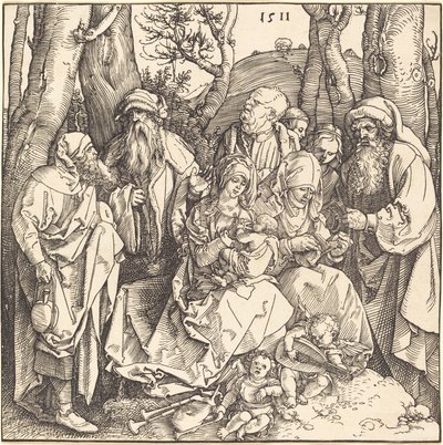 Święta Rodzina z dwoma muzykującymi aniołami autorstwa Albrecht Dürer