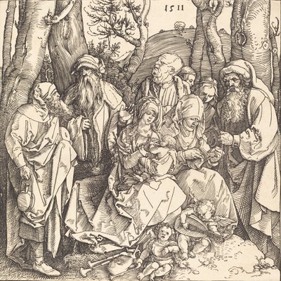 Święta Rodzina z Dwoma Aniołami Muzykantami, 1511. autorstwa Albrecht Dürer
