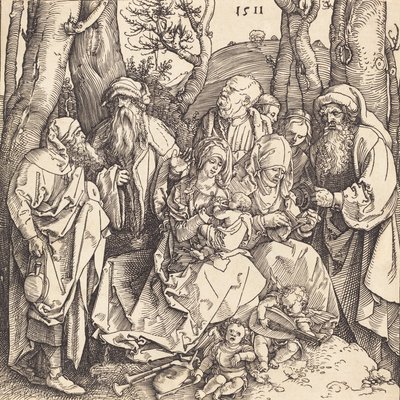 Święta Rodzina z Dwoma Aniołami Muzykantami, 1511. autorstwa Albrecht Dürer
