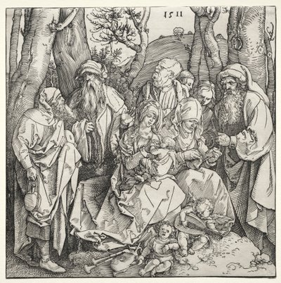 Święta Rodzina z Dwoma Aniołami Muzykami autorstwa Albrecht Dürer
