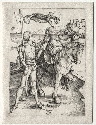 Jazda konna i Landsknecht, c. 1497. autorstwa Albrecht Dürer