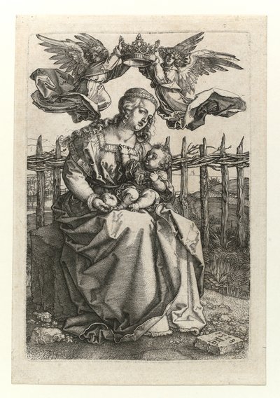 Madonna z Dzieciątkiem ukoronowana przez dwa anioły, 1518 autorstwa Albrecht Dürer