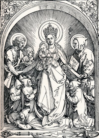 Madonna z braćmi kartuzami, św. Janem Chrzcicielem i św. Brunonem, 1515 1906. autorstwa Albrecht Dürer