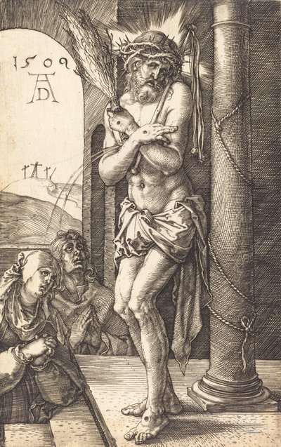 Mąż boleści stojący przy kolumnie, 1509. autorstwa Albrecht Dürer