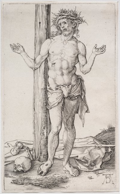 Człowiek boleści stojący z podniesionymi rękami autorstwa Albrecht Dürer