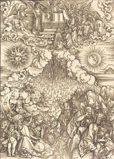 Otwarcie piątej i szóstej pieczęci, 1498. autorstwa Albrecht Dürer