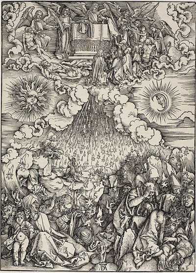 Otwarcie piątej i szóstej pieczęci z Apokalipsy autorstwa Albrecht Dürer
