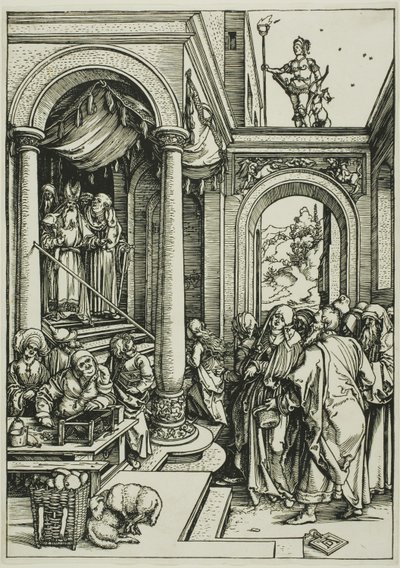 Ofiarowanie Dziewicy w Świątyni, z Życia Dziewicy autorstwa Albrecht Dürer