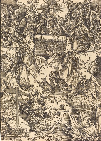 Siedmiu Aniołów z Trąbami, prawdopodobnie ok. 14961498. autorstwa Albrecht Dürer