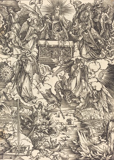 Siedmiu Aniołów z Trąbami, prawdopodobnie ok. 14961498. autorstwa Albrecht Dürer