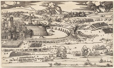 Oblężenie twierdzy (tylko lewa strona, z 2 bloków) autorstwa Albrecht Dürer