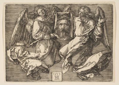Sudarium pokazane przez dwóch aniołów, 1513. autorstwa Albrecht Dürer