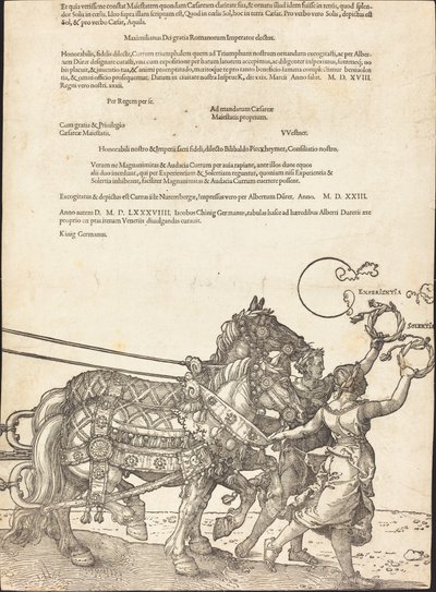 Rydwan triumfalny Maksymiliana I (Wielki Wagon Triumfalny) [tablica 8 z 8] autorstwa Albrecht Dürer