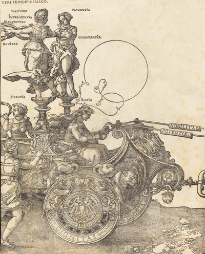 Rydwan triumfalny Maksymiliana I Wielki wóz triumfalny [tablica 2 z 8], wyd. łac. 1523.. autorstwa Albrecht Dürer