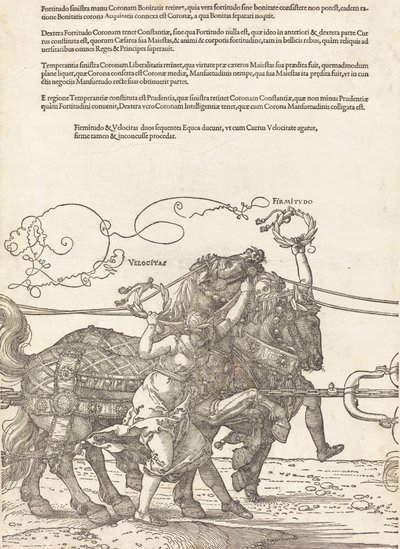 Rydwan triumfalny Maksymiliana I Wielki wóz triumfalny [tablica 5 z 8], wyd. łac. 1523.. autorstwa Albrecht Dürer