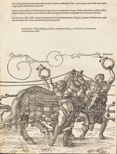 Rydwan triumfalny Maksymiliana I Wielki Wagon Triumfalny [tablica 6 z 8], wyd. łac. 1523.. autorstwa Albrecht Dürer