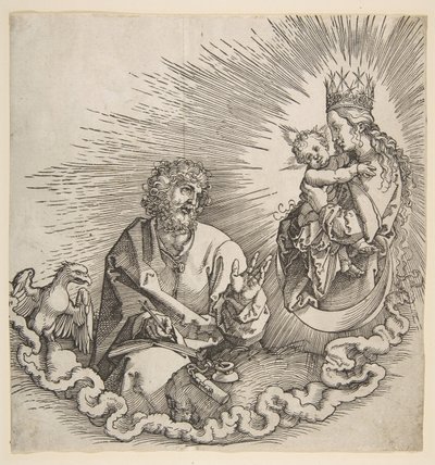 Dziewica ukazująca się św. Janowi, Frontyspis do Apokalipsy, 1511. autorstwa Albrecht Dürer