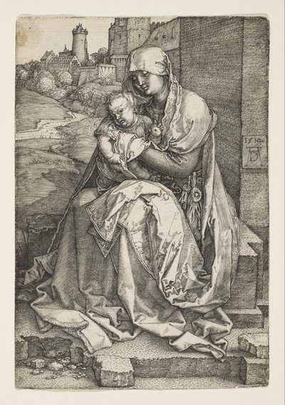 Dziewica siedząca przy ścianie autorstwa Albrecht Dürer