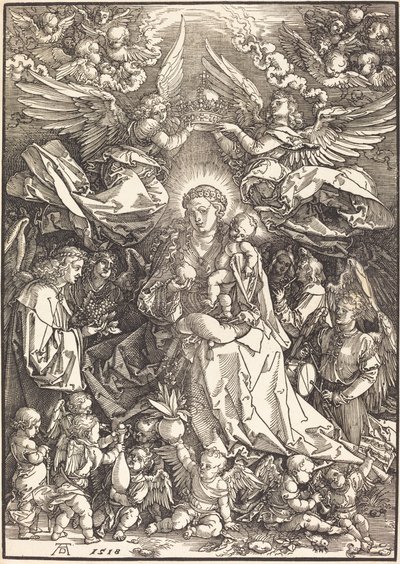 Dziewica otoczona wieloma aniołami autorstwa Albrecht Dürer