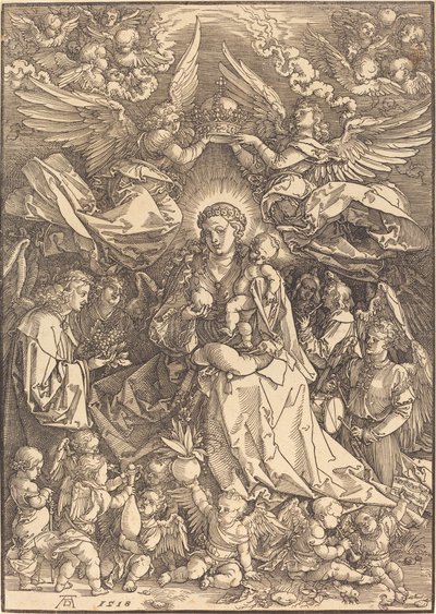 Dziewica otoczona wieloma aniołami autorstwa Albrecht Dürer