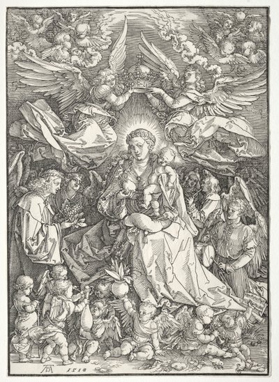 Dziewica otoczona wieloma aniołami autorstwa Albrecht Dürer