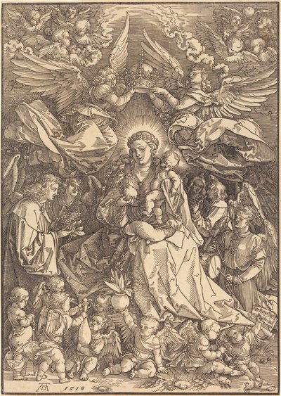 Matka Boska otoczona licznymi aniołami autorstwa Albrecht Dürer