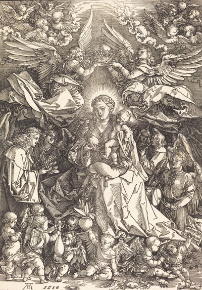 Dziewica otoczona wieloma aniołami, 1518. autorstwa Albrecht Dürer