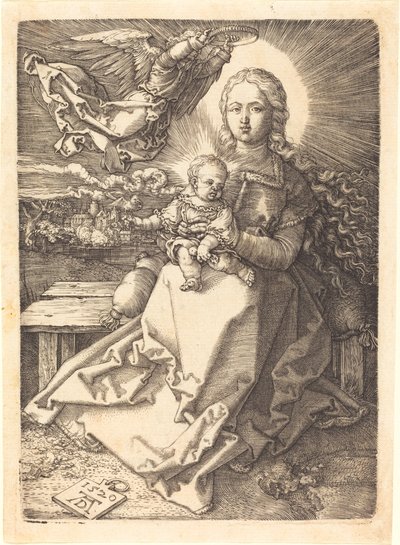Dziewica i Dzieciątko ukoronowane przez jednego anioła autorstwa Albrecht Dürer