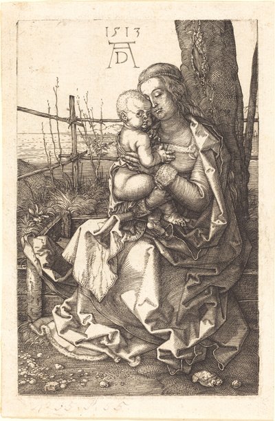 Dziewica i dziecko siedzące przy drzewie autorstwa Albrecht Dürer