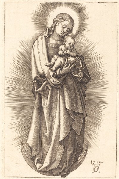 Dziewica z Dzieciątkiem na półksiężycu z diademem autorstwa Albrecht Dürer