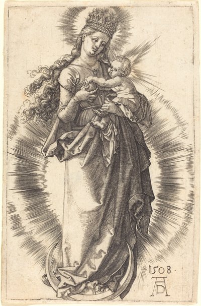 Dziewica z Dzieciątkiem na półksiężycu z gwiaździstą koroną autorstwa Albrecht Dürer