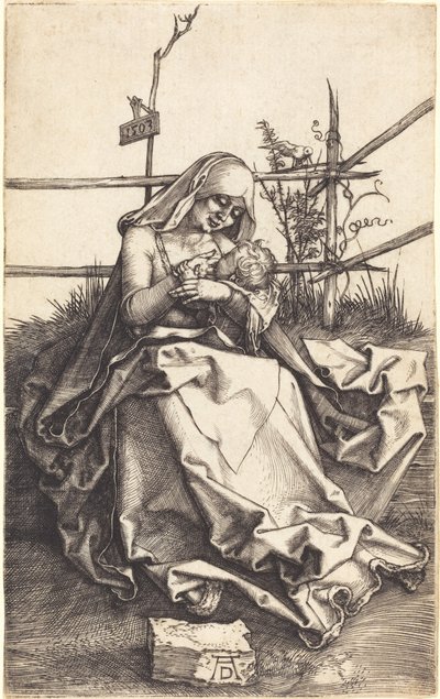 Dziewica z Dzieciątkiem na trawiastej ławce autorstwa Albrecht Dürer