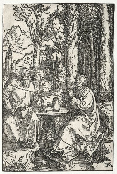 Wizyta św. Antoniego u św. Pawła Pustelnika autorstwa Albrecht Dürer