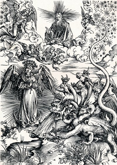 Kobieta odziana w słońce i siedmiogłowego smoka, 1498 1906 autorstwa Albrecht Dürer