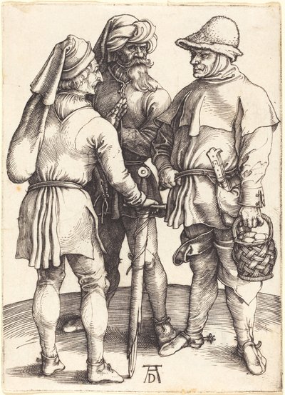 Trzej chłopi w rozmowie autorstwa Albrecht Dürer